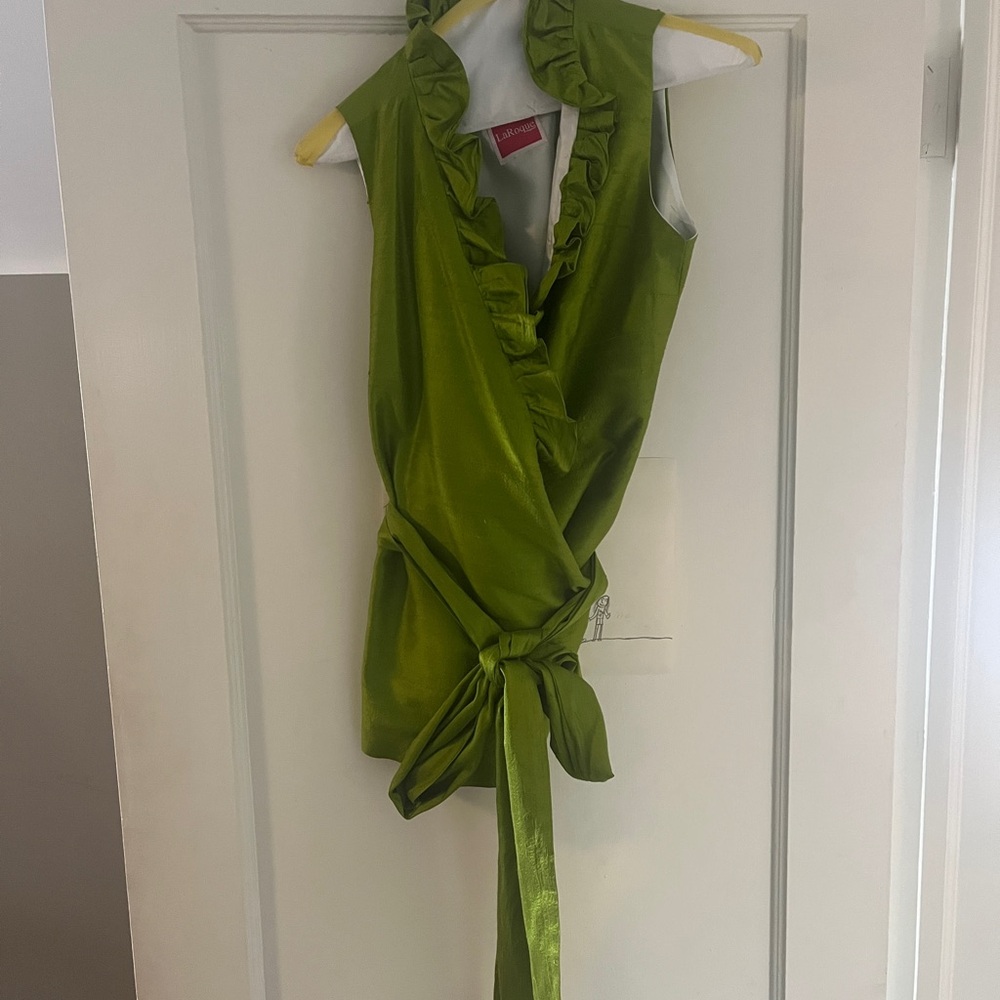 Lime Green Ruffled Blouse - Picture 3 of 5